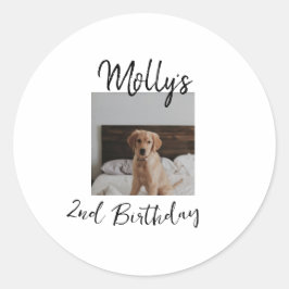 ペット犬の猫の動物の誕生日の写真モダンシンプル ラウンドシール