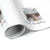 ペット犬の猫の動物の誕生日の写真モダンシンプル ラッピングペーパー (ロールコーナー)