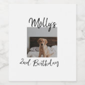 ペット犬の猫の動物の誕生日の写真モダンシンプル ワインラベル (シングルラベル)