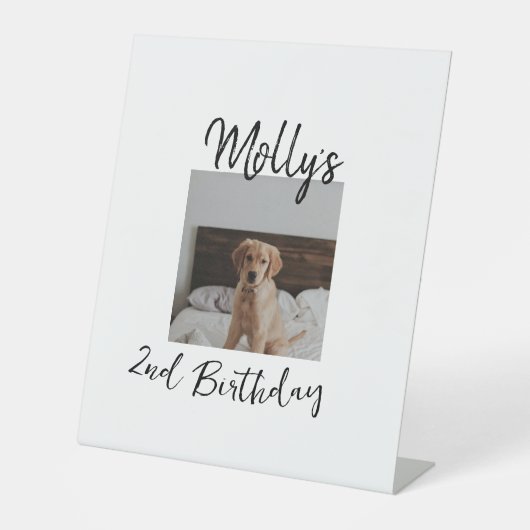 ペット犬の猫の動物の誕生日の写真モダンシンプル 台座サイン (正面)