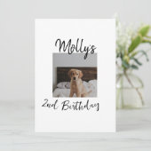 ペット犬の猫の動物の誕生日の写真モダンシンプル 招待状 (スタンド正面)