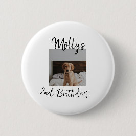 ペット犬の猫の動物の誕生日の写真モダンシンプル 缶バッジ