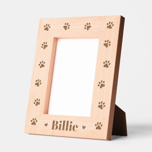 ペット犬の猫の名前のハート手のプリント レーザー彫刻フレーム (左)