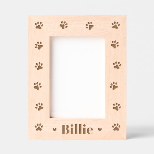 ペット犬の猫の名前のハート手のプリント レーザー彫刻フレーム (正面)