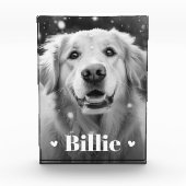 ペット犬の猫の名前のハート フォトブロック (正面)