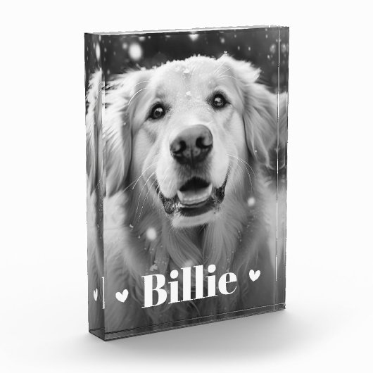 ペット犬の猫の名前のハート フォトブロック (左)