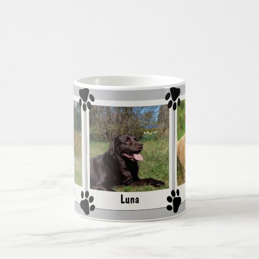 ペット犬の猫の手3ヴィンテージインスタントフォトフレーム コーヒーマグカップ (中央)