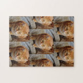 ペット犬の猫写真おもしろいのパーソナライズカスタム ジグソーパズル (横)