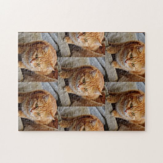 ペット犬の猫写真おもしろいのパーソナライズカスタム ジグソーパズル (横)