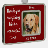 ペット犬の猫記念クリスマス写真 シルバープレートフレームオーナメント (右)