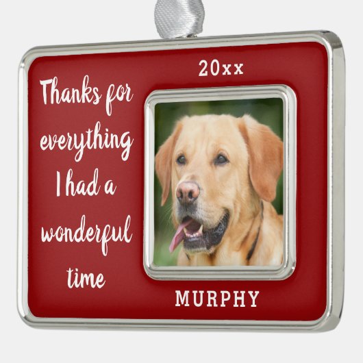 ペット犬の猫記念クリスマス写真 シルバープレートフレームオーナメント (左)
