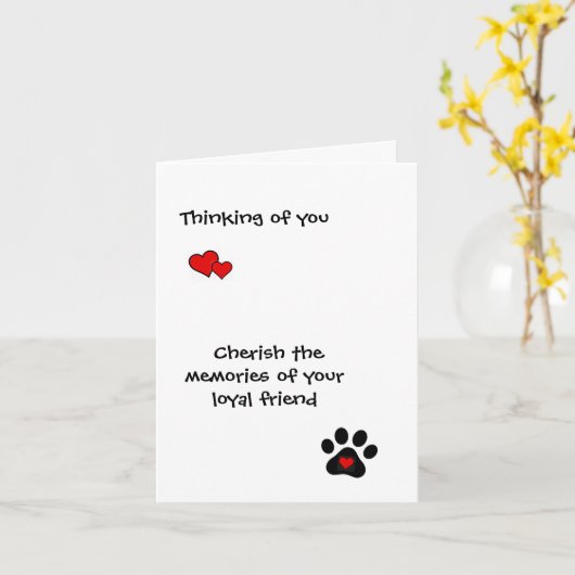 ペット犬の紛失 – お見舞いカード カード (黄色い花)