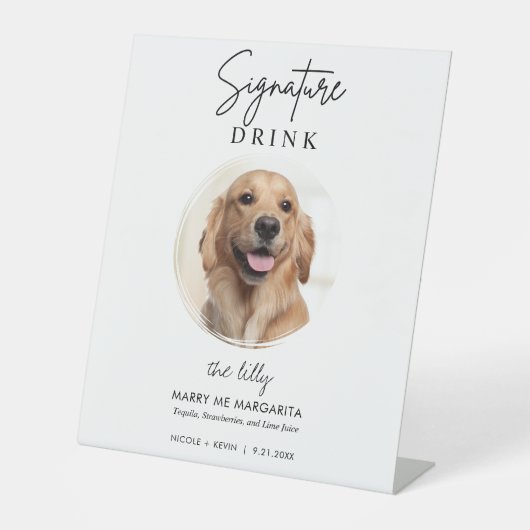ペット犬の結婚シグネチャードリンクカクテルバー 台座サイン (正面)