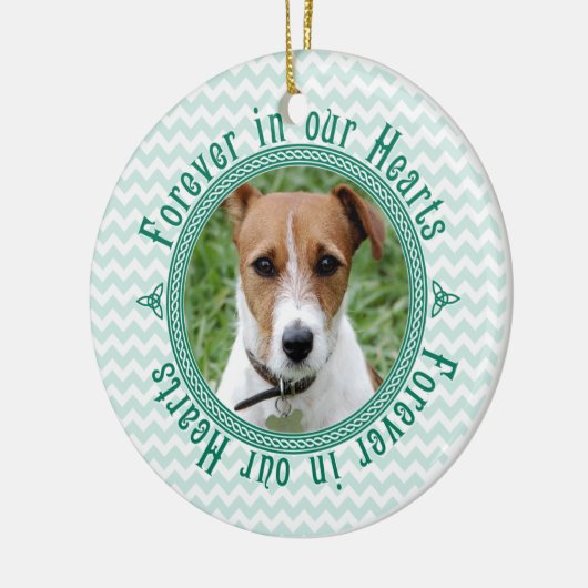 ペット犬の記念ケルト結び目模様写真クリスマス セラミックオーナメント (左)