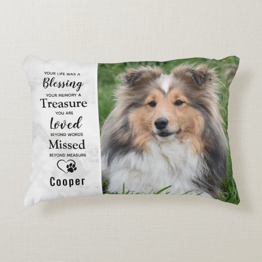 ペット犬の記念ペットの損失記念写真 アクセントクッション (正面)
