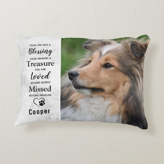 ペット犬の記念ペットの損失記念写真 アクセントクッション (裏面)
