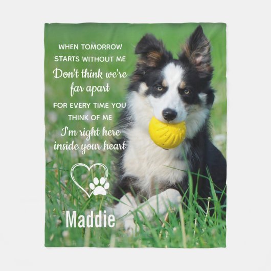 ペット犬の記念ペット損失写真 フリースブランケット (正面)