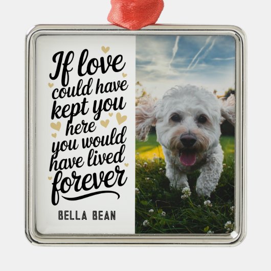 ペット犬の記念引用文写真 メタルオーナメント (正面)