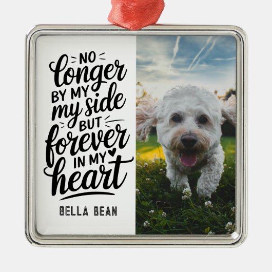 ペット犬の記念引用文写真 メタルオーナメント (正面)