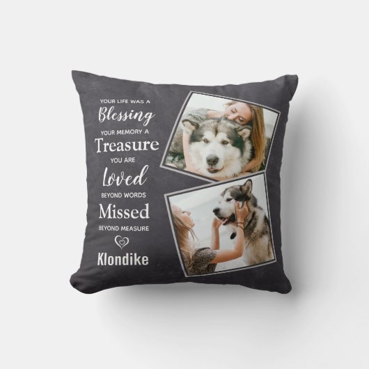 ペット犬の記念悔やみや弔慰ペットロス写真 クッション (正面)