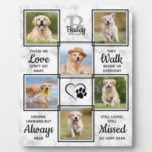 ペット犬の記念悔やみや弔慰引用文6フォトコラージュ フォトプラーク (正面)