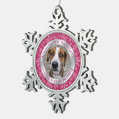 ペット犬の記念撮影クリスマスピンクシルバー スノーフレークピューターオーナメント (右)