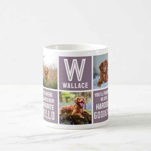 ペット犬の記念撮影コラージュ コーヒーマグカップ (中央)