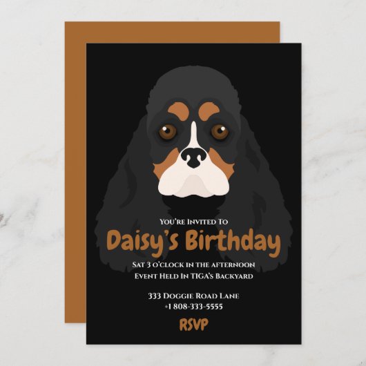 ペット犬の誕生日の手のライフパーティの招待状 招待状 (正面/裏面)