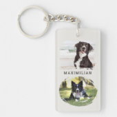ペット犬の4枚の写真と名前のカスタマイズ キーホルダー (正面)