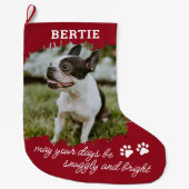 ペット犬や猫の写真の大きなクリスマスストッキング ラージクリスマスストッキング (正面)