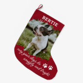 ペット犬や猫の写真の大きなクリスマスストッキング ラージクリスマスストッキング (正面 (吊り時))