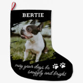 ペット犬や猫の写真の大きなクリスマスストッキング ラージクリスマスストッキング (正面)