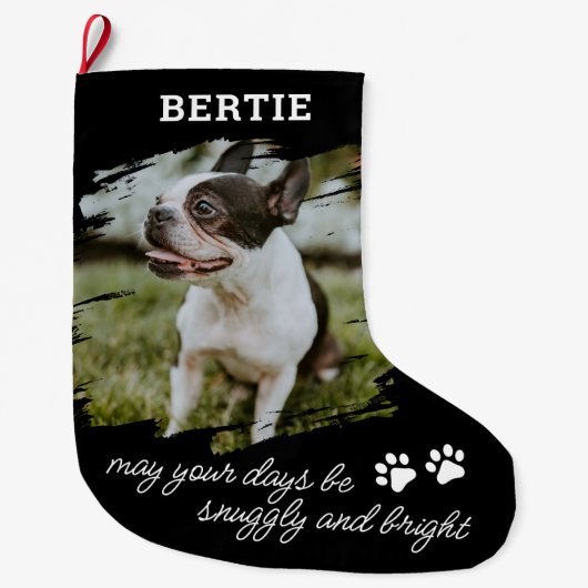 ペット犬や猫の写真の大きなクリスマスストッキング ラージクリスマスストッキング (正面)