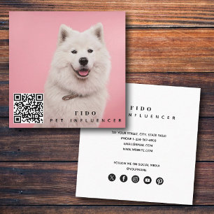 ペット犬インフルエンサー写真QRコードソーシャルメディア スクエア名刺