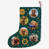 ペット犬カスタム写真コラージュレトロパターン スモールクリスマスストッキング (裏面)