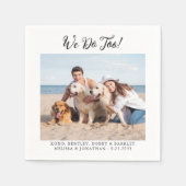 ペット犬カスタム猫モダン写真おもしろい結婚s スタンダードカクテルナプキン (正面)