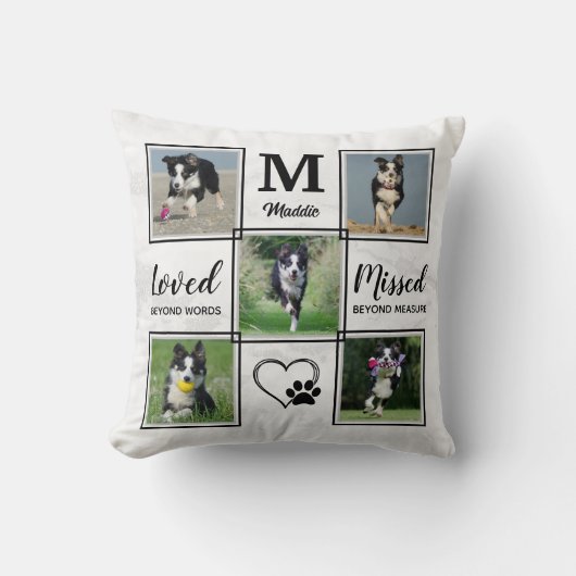 ペット犬カスタム記念フォトコラージュ クッション (正面)