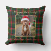 ペット犬クリスマスプレドカスタム金ゴールドモダン写真 クッション (正面)