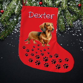 ペット犬ダックスフント オリジナル ラージクリスマスストッキング