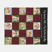 ペット犬パーソナライズされたメモリアル13写真レッドプレイド フリースブランケット (正面(横))