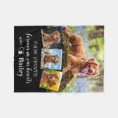 ペット犬パーソナライズされたメモリアル4写真コラージュ フリースブランケット (正面(横))