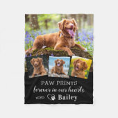 ペット犬パーソナライズされたメモリアル4写真コラージュ フリースブランケット (正面)