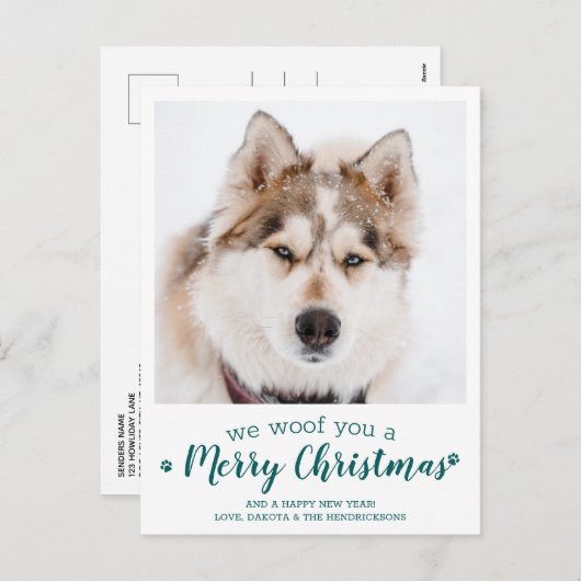 ペット犬パーソナライズされた好きメリークリスマス シーズンポストカード (正面/裏面)