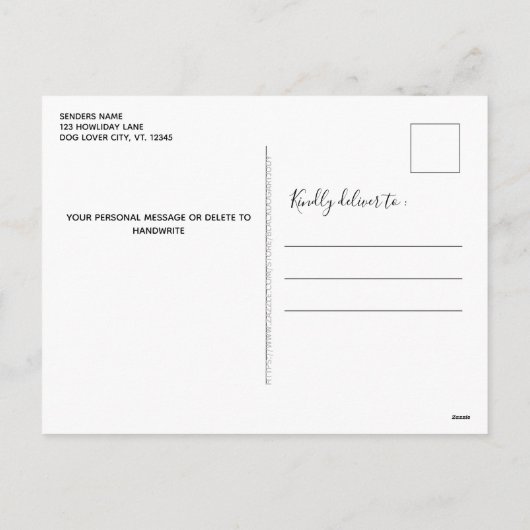 ペット犬パーソナライズされた好きメリークリスマス シーズンポストカード (裏面)