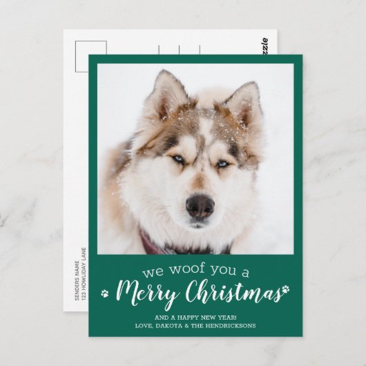 ペット犬パーソナライズされた好きメリークリスマス ポストカード (正面/裏面)