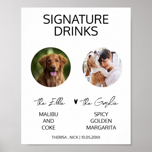 ペット犬フォトシグネチャードリンクモダンのメ結婚ニュー ポスター (正面)