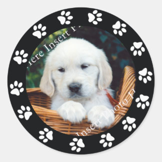 ペット犬ポープリントフレーム縁どシステッカーラベル ラウンドシール