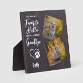 ペット犬メモリアルギフトこんにちは別れ引用文ペットロス フォトプラーク (正面)