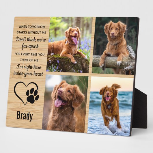 ペット犬メモリアルギフト – 悔やみや弔慰ペット損失記念 フォトプラーク (側面)