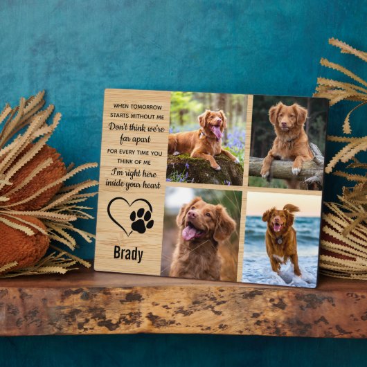 ペット犬メモリアルギフト – 悔やみや弔慰ペット損失記念 フォトプラーク (側面)